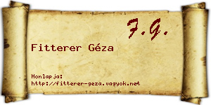 Fitterer Géza névjegykártya